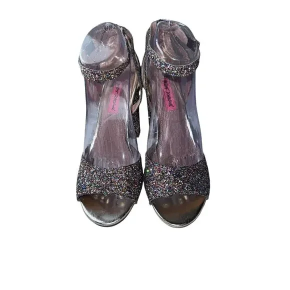 Betsey Johnson Womens Glissten Ankle Strap Glitter 4” Heel Sandals, Size 8.5 - Picture 5 of 11